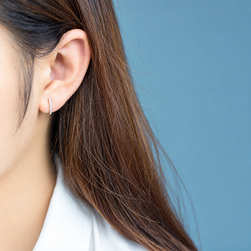 The Aria CZ Hoops — On-ear scale and front stone row; AI-enhanced supplier view