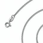 Sterling Silver fine curb chain clasp and link detail on white.
