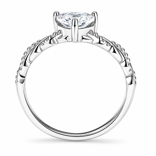 The Alva Heart-Stone Ring in Sterling Silver, underside studio view.