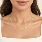 The Nova Herringbone Chain — On-body collarbone front drape; reference-based AI visualization