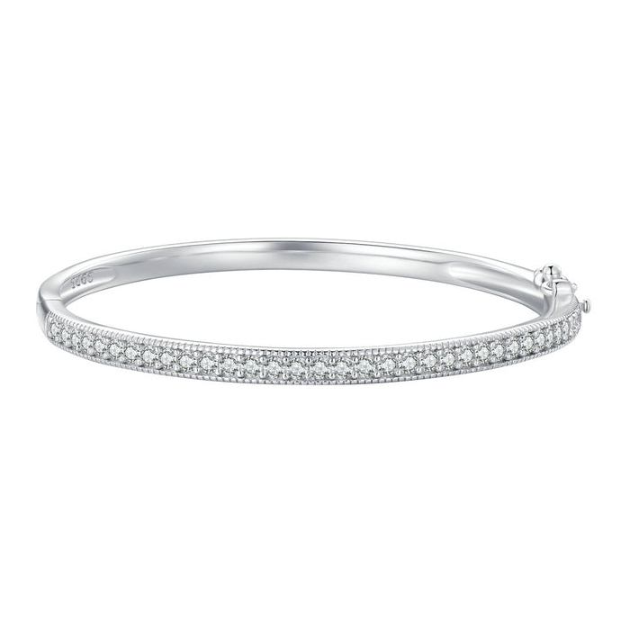 Sterling Silver pavé hinge bangle in a complete product-only source-photo crop on white.