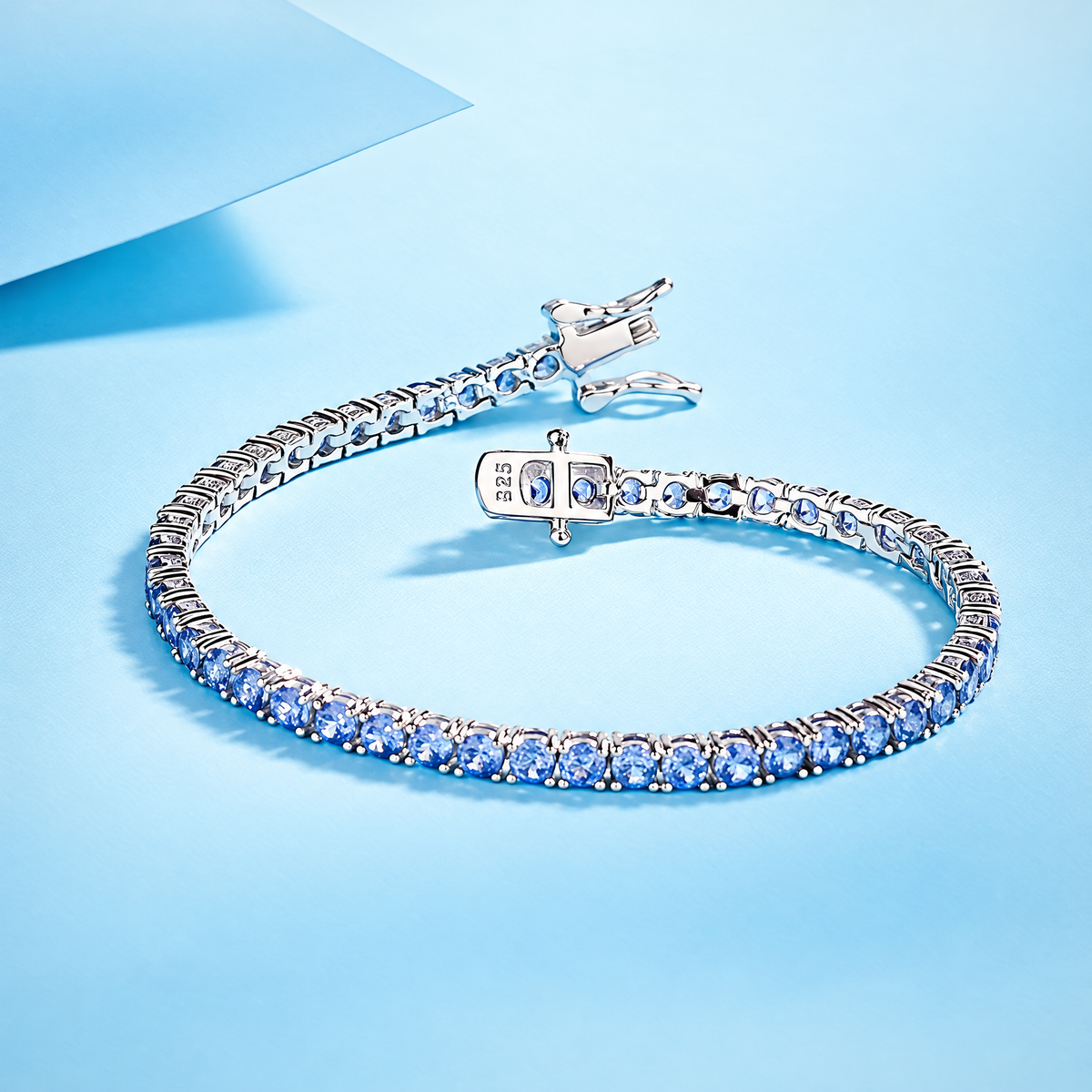 The Orla Tennis Bracelet — Open clasp and underside studio detail; AI-enhanced supplier view