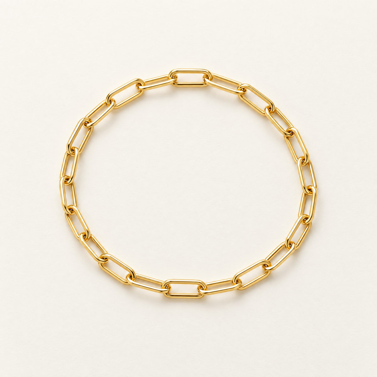 The Linnea Link Bracelet — Gold bracelet overhead oval — reference-based visualization; reference-based AI visualization