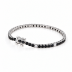 Signe black-and-white CZ tennis bracelet in seller-described 925 sterling silver, open clasp view, on a seamless white studio surface with soft contact shadow; supplier-photo restyle
