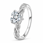 The Alva Heart-Stone Ring in Sterling Silver, front three-quarter studio view.