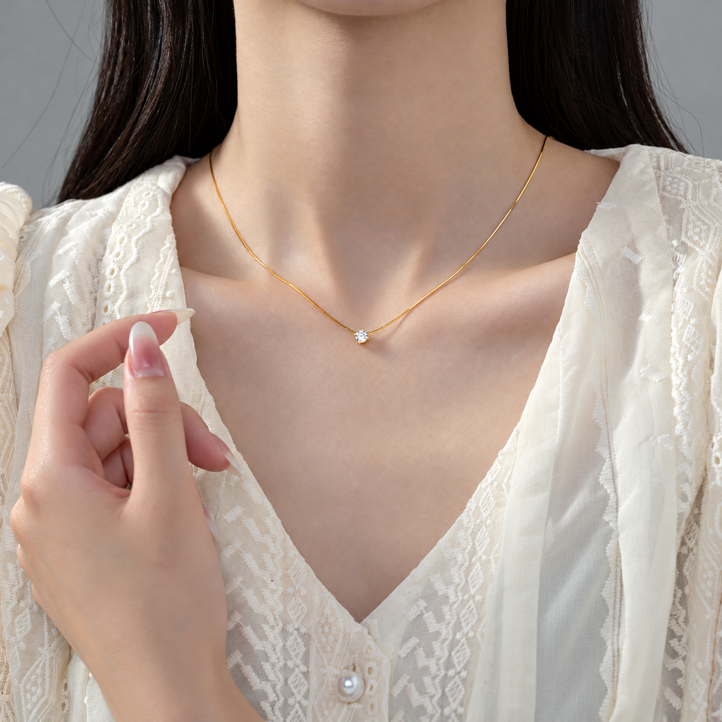 The Elora CZ Pendant — selected-Gold on-body coverage; AI-enhanced supplier view