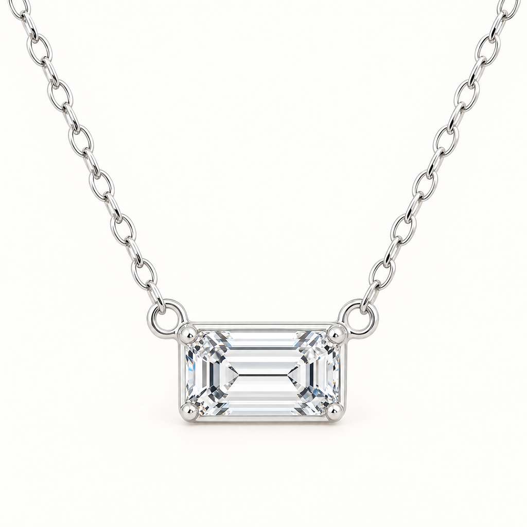The Mara Geometric CZ Pendant — Straight-on pendant detail; reference-based AI visualization