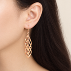 The Sova Drop Earrings — Clean on-ear supplier-derived scale view; reference-based AI visualization