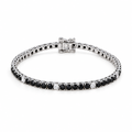 Signe black-and-white CZ tennis bracelet in seller-described 925 sterling silver, clasp view, on a seamless white studio surface with soft contact shadow; supplier-photo restyle