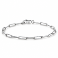 Sterling silver 2.2 mm paperclip bracelet with its visible S925 ITALY clasp, retained in the existing source angle on a seamless white studio background with a soft contact shadow; studio edit and AI enhancement of the existing supplier-source view.