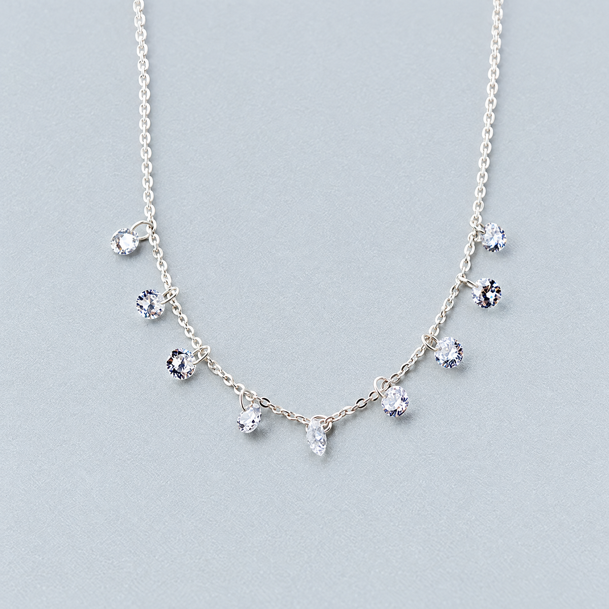 The Astrid CZ Link Necklace — Supplier clean studio front; AI-enhanced supplier view
