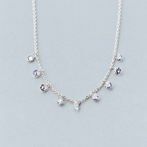 The Astrid CZ Link Necklace — Supplier clean studio front; AI-enhanced supplier view