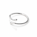 The Nova Open Geometric Band — polished silver-tone front three-quarter white-studio view with soft natural shadow; inherited reference-based AI visualization, studio edit and enhancement of the existing view.
