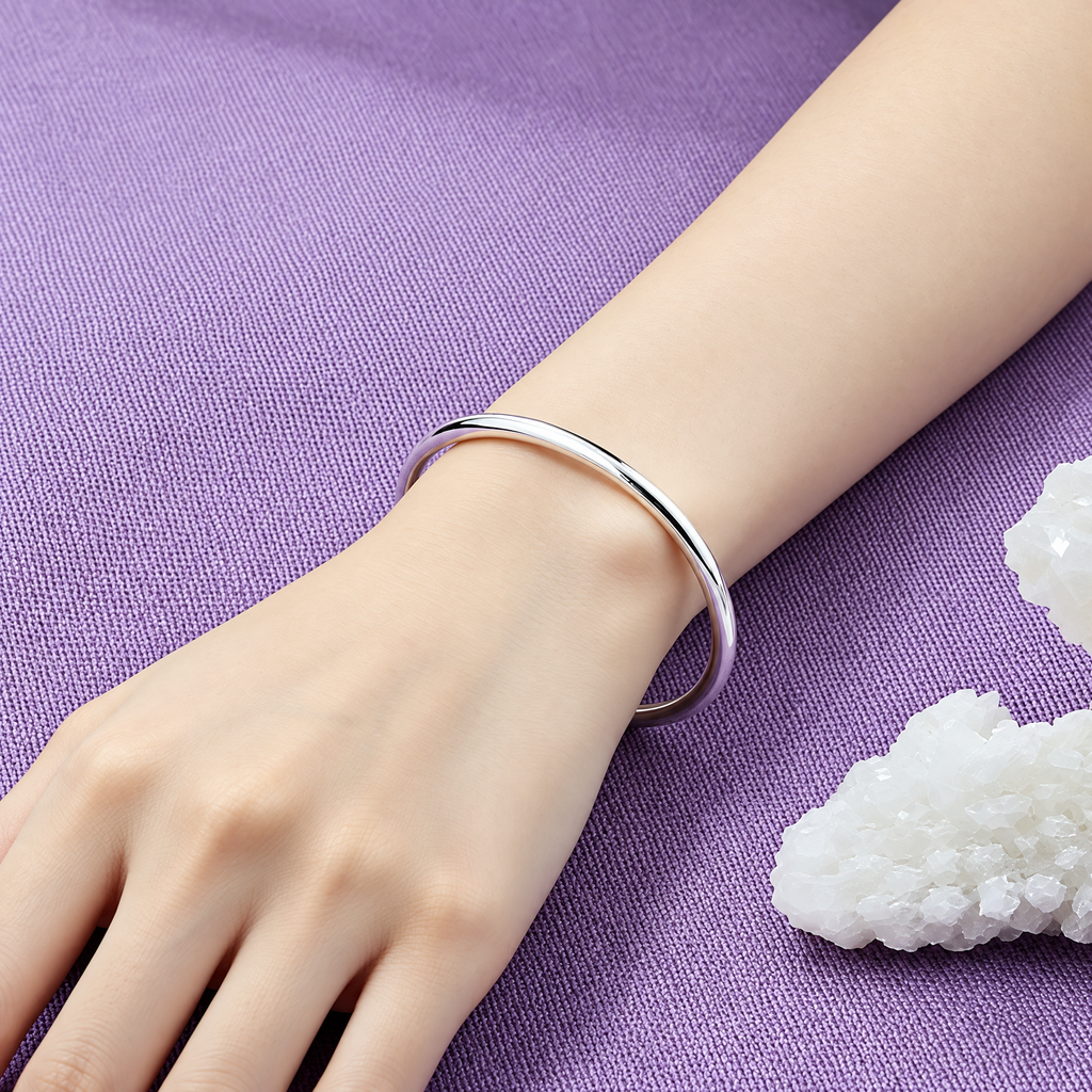 The Talo Open Cuff Bangle — On-wrist wear view; AI-enhanced supplier view
