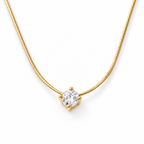 The Halcyon Round CZ Pendant — gold pendant macro, four-prong front view in a white studio treatment; reference-based AI visualization.