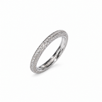 The Klint CZ Pavé Band — upright rotation view in a seamless white studio with soft shadow; studio edit and AI enhancement of the existing AI-enhanced supplier view.
