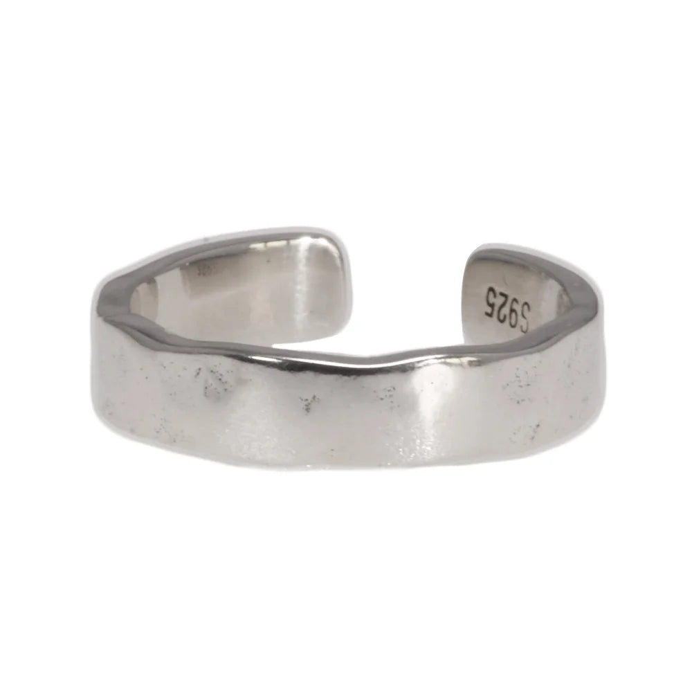 Original supplier image of the Lena Hammered Open Band Ring showing S925 on the inner face of an open end.