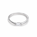 The Aure Marquise-Cut CZ Ring in sterling silver, front view with white-studio lighting.