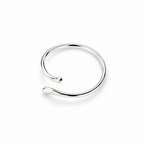 The Nova Open Geometric Band — polished silver-tone overhead white-studio view with soft natural shadow; inherited reference-based AI visualization, studio edit and enhancement of the existing view.
