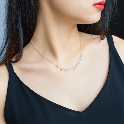 The Astrid CZ Link Necklace — Supplier on-body front; AI-enhanced supplier view