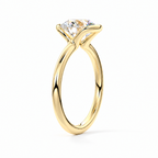 Astrea gold-tone moissanite solitaire ring — studio side profile; AI-enhanced supplier view