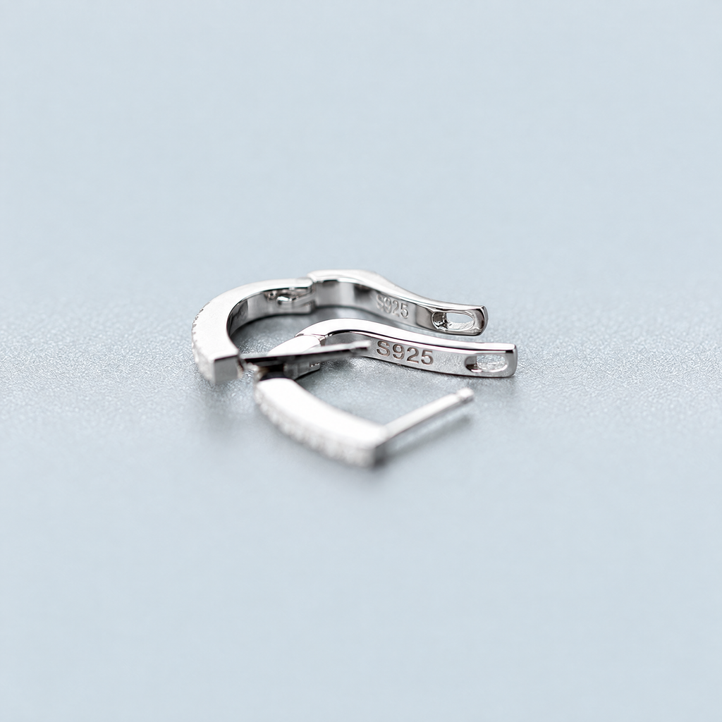 The Aria CZ Hoops — Rear/closure detail; sourced S925 engraving visible in original; AI-enhanced supplier view