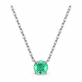 Sterling Silver necklace with a round green rose-cut zirconia pendant in a four-prong setting, full-product view with partial linked chain, on a seamless white studio background with a soft contact shadow. Studio edit and AI enhancement of the existing view; not independently photographed jewelry.