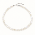 The Vesper Freshwater Pearl Strand — Reference-based clean overhead full-strand alternate view; reference-based AI visualization