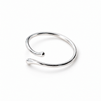 The Nova Open Geometric Band — polished silver-tone elevated three-quarter white-studio view with soft natural shadow; inherited reference-based AI visualization, studio edit and enhancement of the existing view.