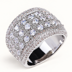 The Solis Dome Ring — macro three-quarter pavé view; AI-enhanced supplier view