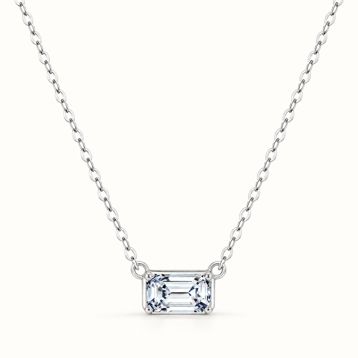 The Mara Geometric CZ Pendant — Front studio full necklace; reference-based AI visualization