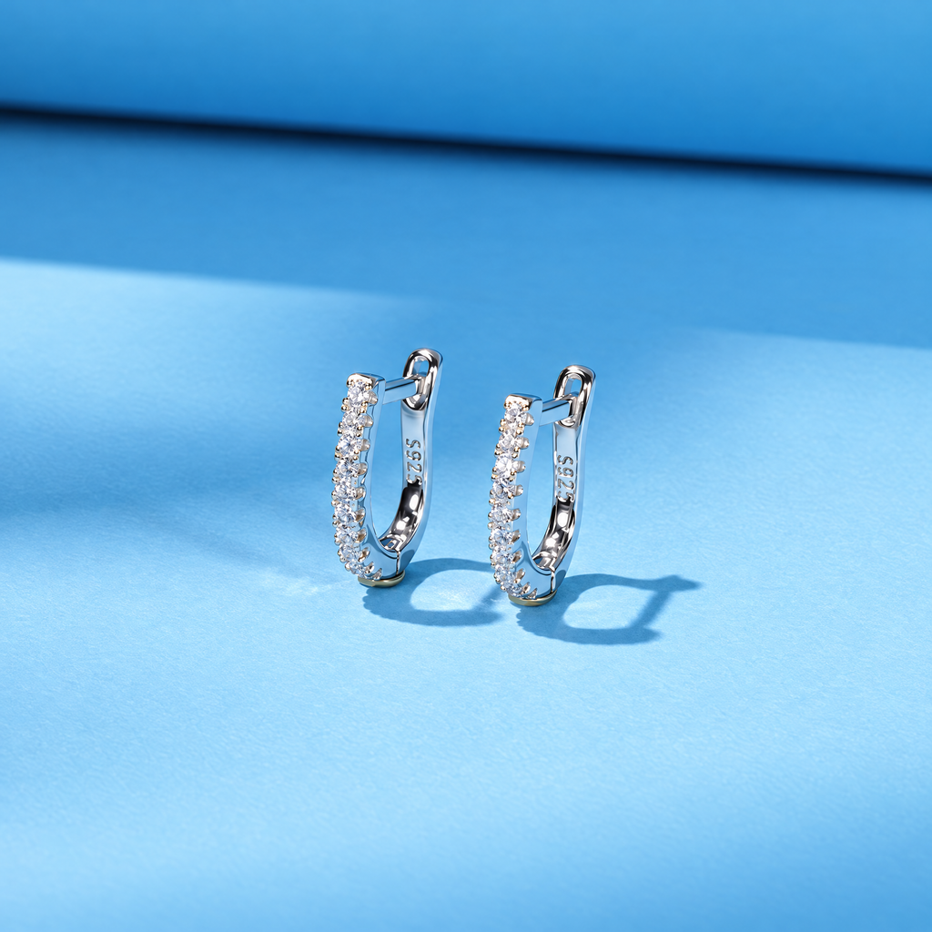 The Aria CZ Hoops — Upright front/inner curvature rotation-video view at 00:10; AI-enhanced supplier view