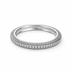 The Klint CZ Pavé Band — low-angle view in a seamless white studio with soft shadow; studio edit and AI enhancement of the existing AI-enhanced supplier view.