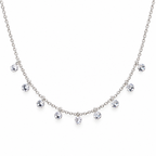 The Astrid CZ Link Necklace — silver-tone CZ charm necklace, front detail in white studio; reference-based AI visualization.