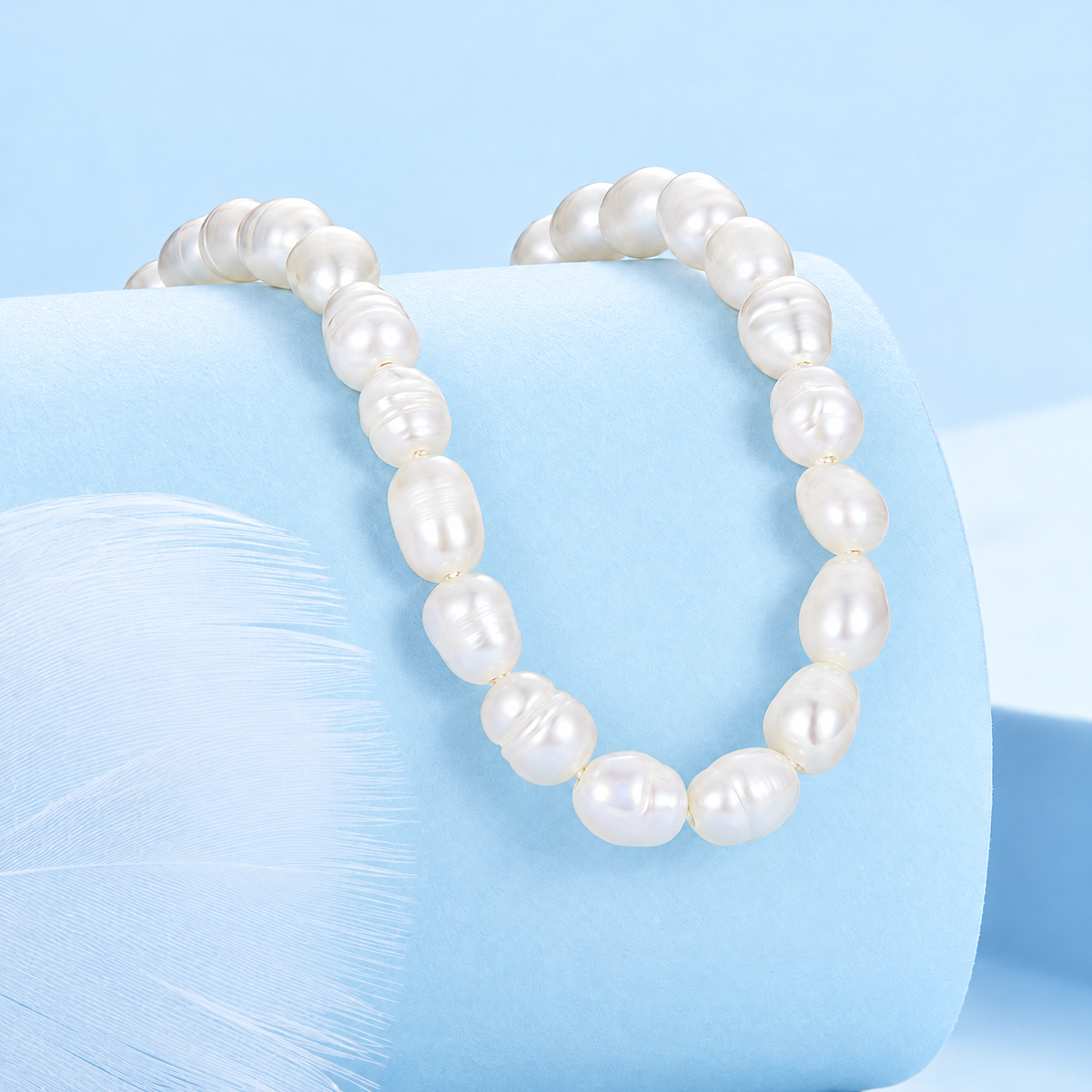 The Vesper Freshwater Pearl Strand — Irregular pearl strand close view; AI-enhanced supplier view